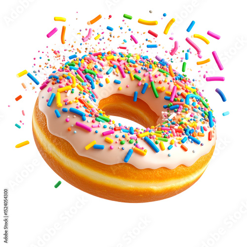 Delicious donut with sprinkles dessert bakery food sweet treat isolated isolated on transparent background