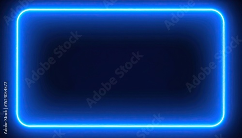 Blue neon rectangle frame on dark background