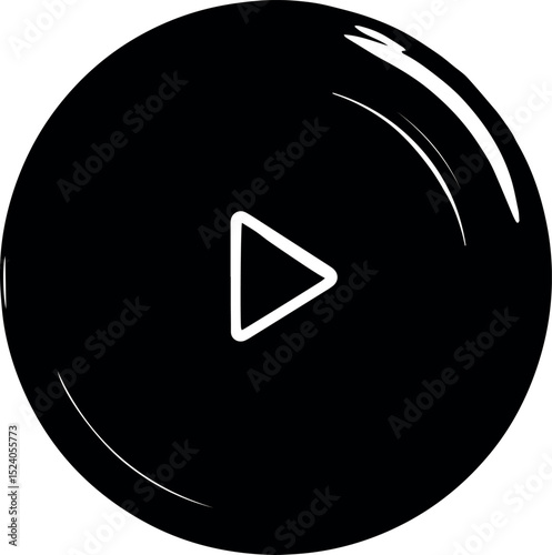 Simple Black Circle Play Button Icon for Media and Video Interface