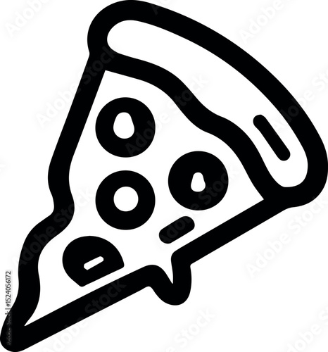 Delicious single slice of pizza with cheese and toppings illustration art food meal menu icon line tasty clean