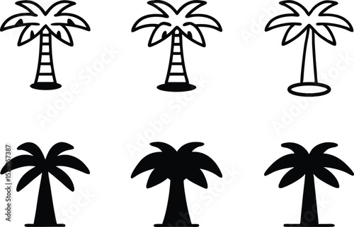 Tropical Palm Tree Vector Graphics Island Vacation Design Elements and Silhouettes