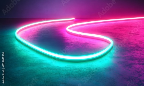 An artistic, neon-lit strip of light dances across a surface, showcasing vibrant hues and sleek, modern design. The undulating form and electric glow make this visual perfect for design inspiration.