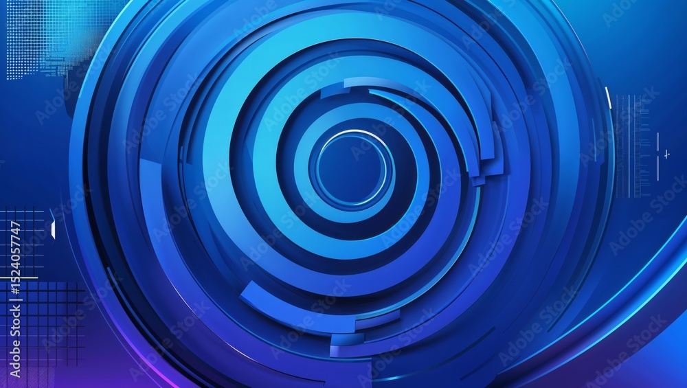 Obraz premium Abstract blue background with waves and bubbles elements