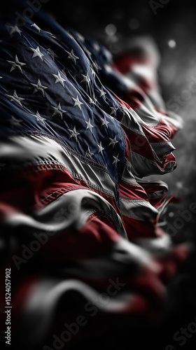 United States flag on dark background with text space. Concept of celebrating Labor Day, US presidential election,veterans day created by ai