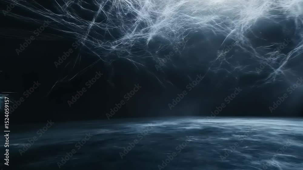 Ethereal Glow: Abstract energy filaments in dark atmospheric setting for creative visuals