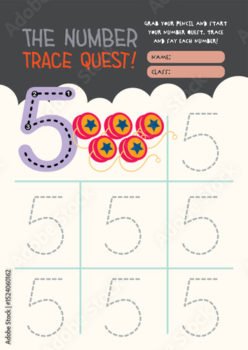 Cute kawaii worksheet for kids featuring fun printable number tracing to support early math skills and handwriting practice in a colorful educational format.