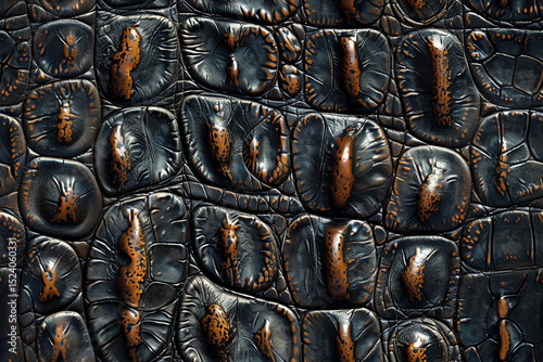 Unique seamless pattern of textured black leather with brown accents
