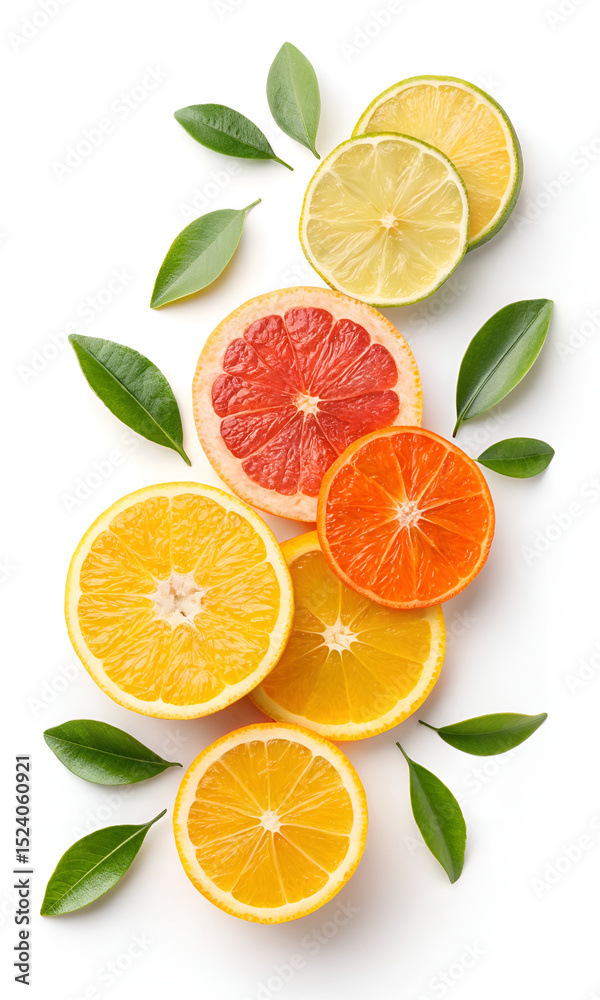 Fototapeta premium fruit slices on white background