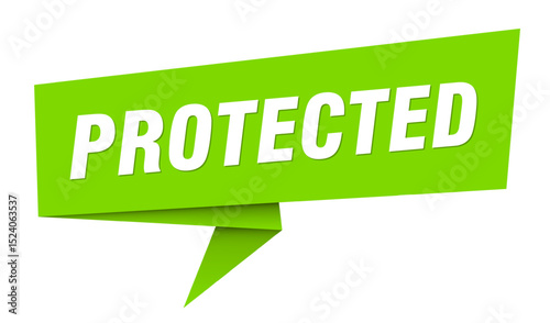 protected banner. protected speech bubble, label, sticker, sign template