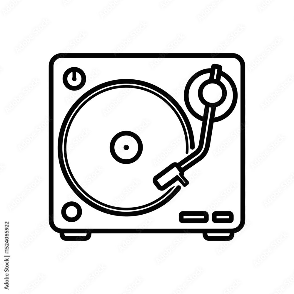 Vector icon of a turntable representing music and nostalgia Vector icon of a turntable representing music and nostalgia