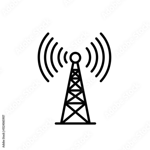 Vector icon of a radio tower emitting signals
