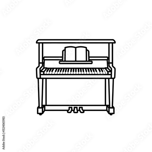Vector icon of a piano with sheet music on top