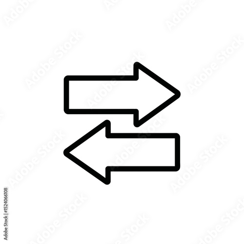 Vector icon of arrows indicating exchange direction in black outline