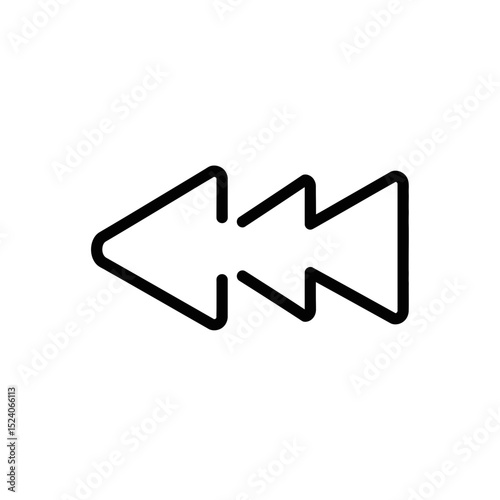 Vector icon of rewind symbol representing backward motion
