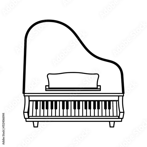 Grand piano vector icon illustration in black outline style
