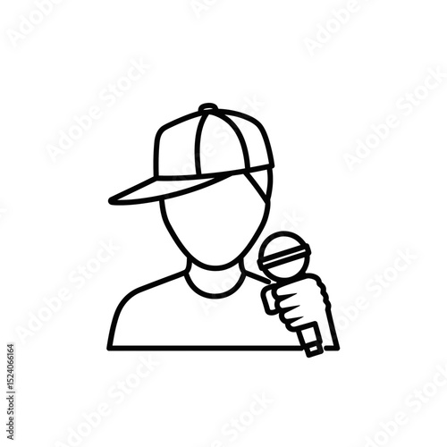 Vector icon of a person holding a microphone in a casual style