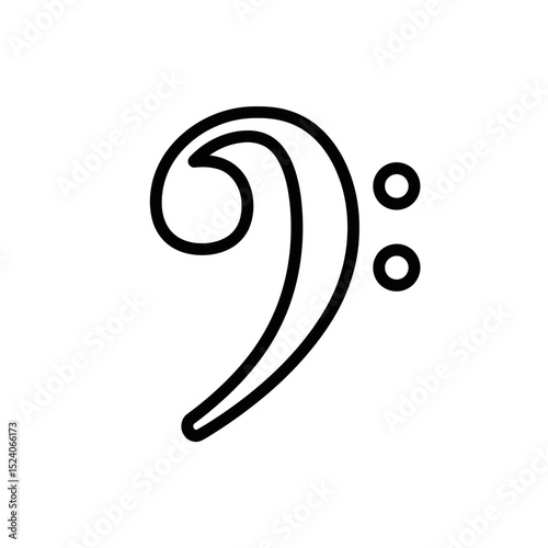 Vector icon of a bass clef symbol representing music and harmony