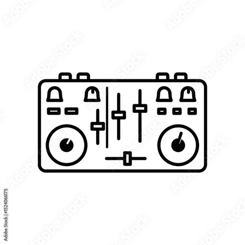 Vector icon of a DJ mixer with controls and knobs
