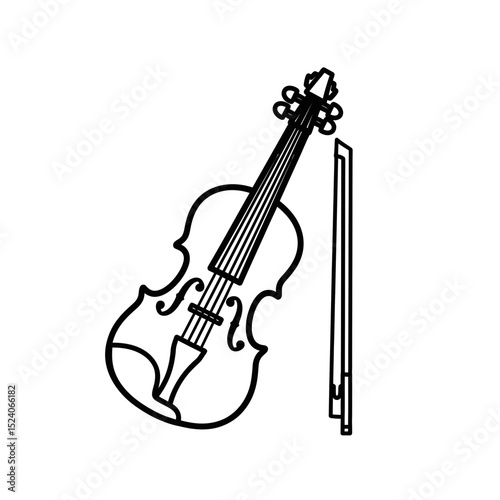 Vector icon of a violin and music stand in a minimalist style