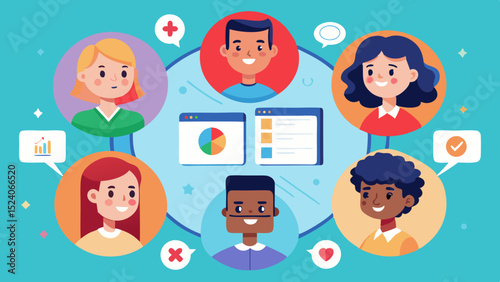 Diverse team connecting through virtual communication tools