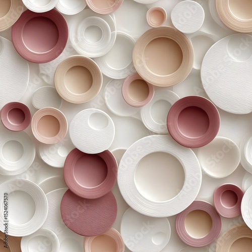 Elegant arrangement of colorful plates in various sizes