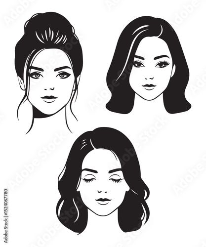 Female Silhouettee Face with Stylish Hairstyles photo