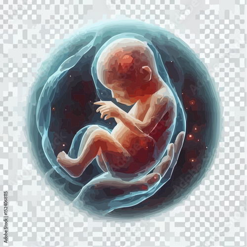 a comfortable baby in its mother's womb 48