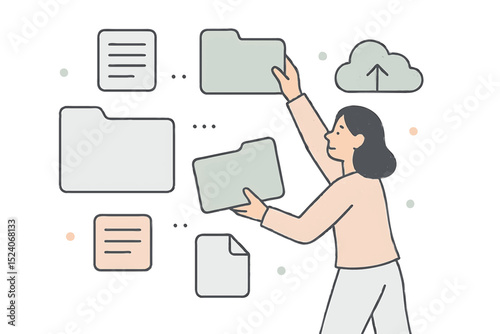 Business woman drawing a graph and writing ideas on a whiteboard with business and cloud communication symbols