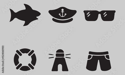vector set of black and white icons