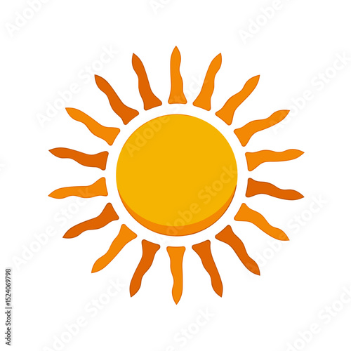 Stylized Orange Sun with Rounded Rays Vector Illustration for Summer and Weather Concepts