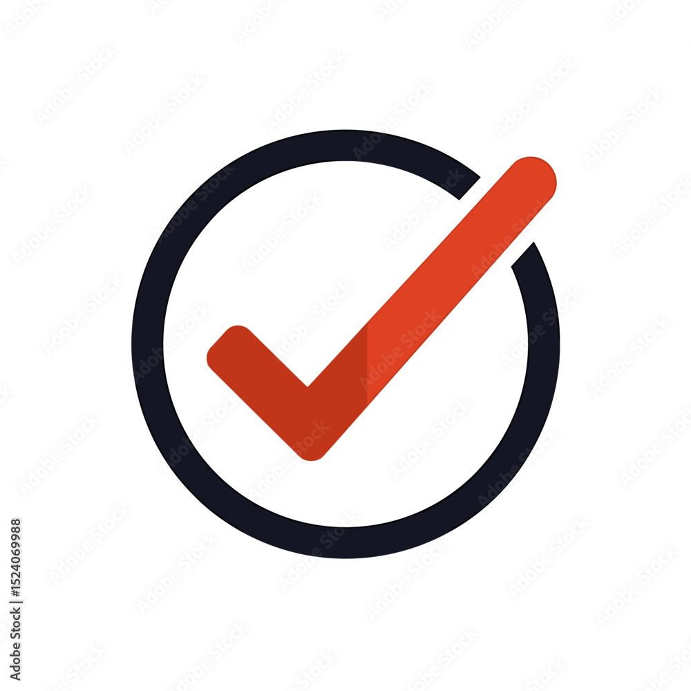 Red Check Mark Inside a Black Circle: Symbol of Approval, Success, and Validation in Modern Design Red Check Mark Inside a Black Circle: Symbol of Approval, Success, and Validation in Modern Design