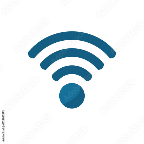 Blue WiFi Symbol Flat Design Illustration for Wireless Internet Connection and Network Communication