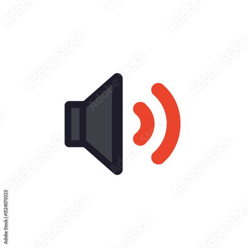 Simple Vector Illustration of a Speaker Icon with Sound Waves Emanating Outwards on a White Background