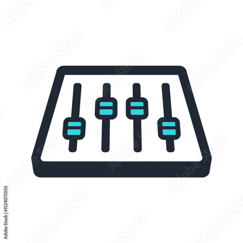 Audio Mixing Console Icon with Faders and Knobs for Sound Production and Engineering