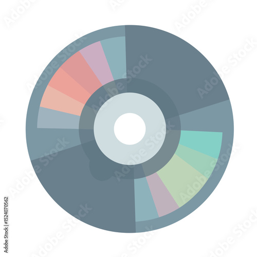 Abstract Circular Data Storage Device with Segmented Color Blocks Illustration, Modern Design