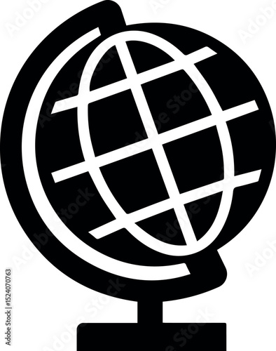 Simple black and white globe icon illustration graphic design map flat world earth travel global symbol vector