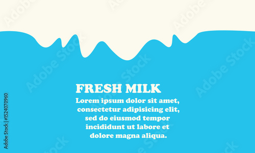 Creative milk splash illustration with a clean blue and white background. Includes sample text for dairy product promotion or food marketing, perfect for packaging or advertisement templates.