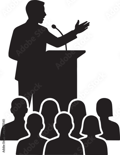 Black vector silhouettes of diverse business people working at office desks with laptops and coffee