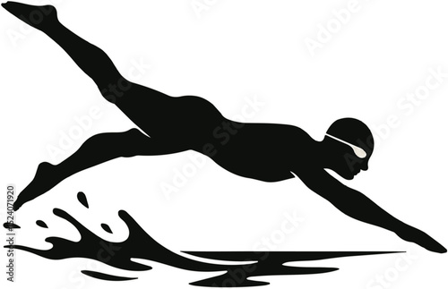 Silhouette of a person jumping with an athletic, healthy, and artistic body in a sport pose