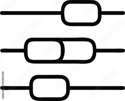 icon set of stacked toggle switches isolated on white background