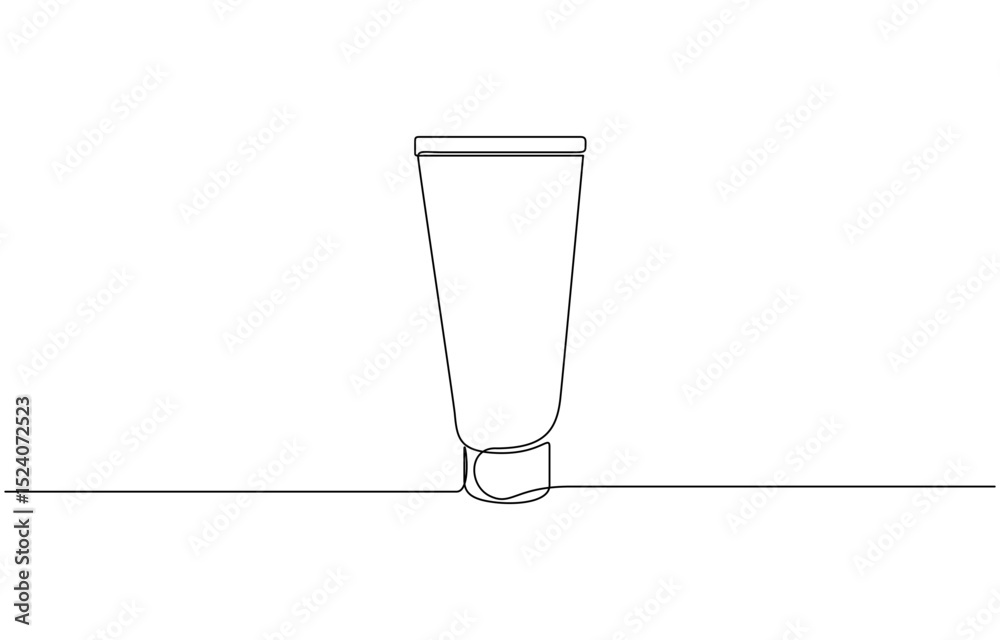 Continuous one line drawing of Perfume bottle. Single line drawing illustration, Single line cosmetic tube line art vector illustration editable stroke.