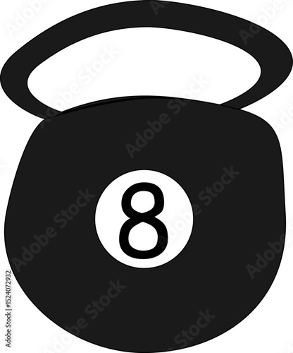 Black Kettlebell Number 8 Vector Illustration – Minimal Fitness Equipment Icon for Gym, CrossFit, and Strength Training Projects
