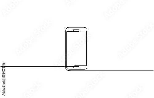 Smartphone symbol in continuous line drawing style. Line art of phone icon, mobile phone concept. One line drawing. Single line art. Vector illustration.