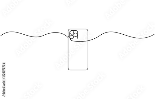 Smartphone symbol in continuous line drawing style. Line art of phone icon, mobile phone concept. One line drawing. Single line art. Vector illustration.