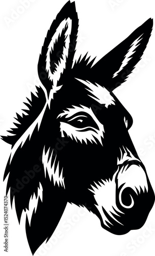 Black and White donkey Head – Minimalist Line Art Vector Illustration for Logo or Print Design