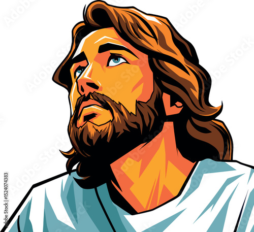 Cartoon illustration of Jesus Christ portrait