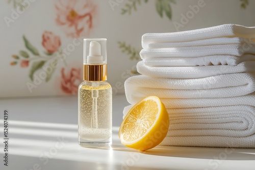 A Sparkling Clean Laundry Scene with Lemon and Linen Freshener