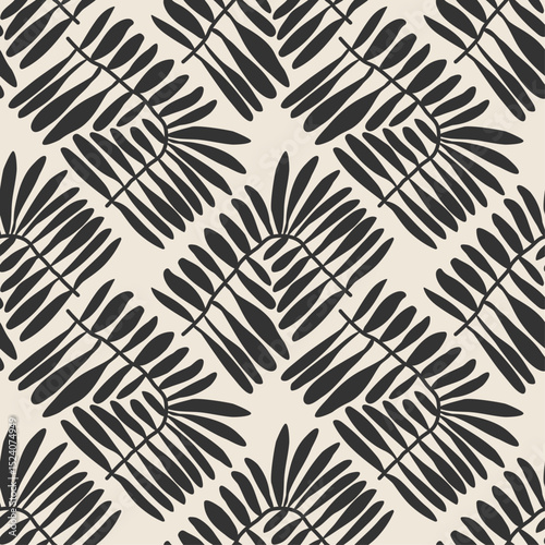 Trendy minimalist seamless botanical pattern with abstract creative hand drawn composition