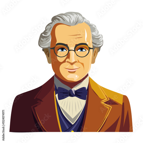 Vector Portrait of Thomas Edison, Famous American Inventor