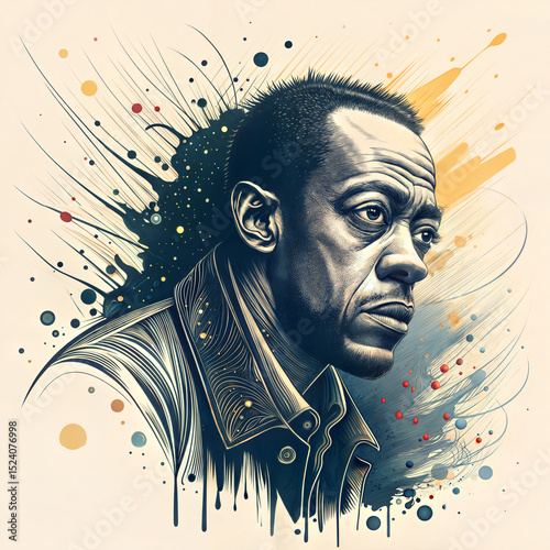 Artistic portrait of a man with abstract colorful background  